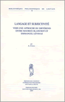 Couverture : Langage et subjectivité. Vers une approche du différend entre Maurice Blanchot et Emmanuel Lévinas