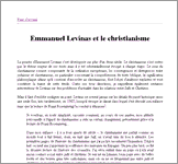 Couverture : Emmanuel Lévinas et le christianisme
