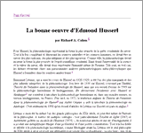 Couverture : La bonne œuvre d’Edmond Husserl