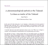 Couverture : A phenomenological outlook at the Talmud.