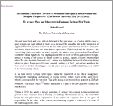 Couverture : Hic et nunc: Place and Subjectivity in Emmanuel Levinas’ First Works