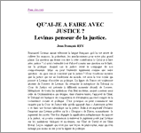 Couverture : Qu’ai-je à faire avec justice? Lévinas, penseur de la justice.