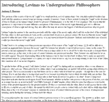 Couverture : Introducing Levinas to Undergraduate Philosophers