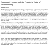 Couverture : Emmanuel Levinas and the Prophetic Voice of Postmodernity