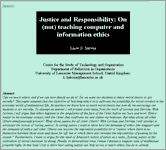 Couverture : Justice and Responsibility: On (not) teaching computer and information ethics