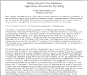 Couverture : Putting Ourselves Out of Business: Implications of Levinas for Psychology
